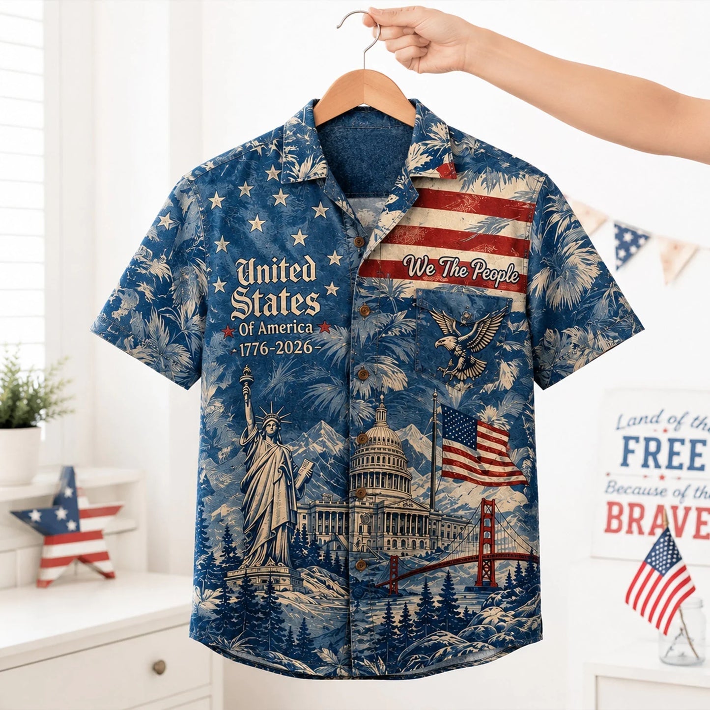 Custom USA Hawaiian Shirt - Personalized 250 Years Of Freedom Independence Day Gift